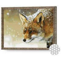 Картина по номерам Art Gallery GA79420 Mozaic cu diamante Vulpea si ninsoare 40x50cm