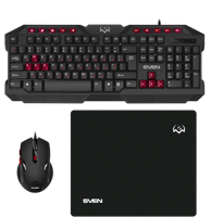 Set Tastatură Gaming + Mouse + Mouse Pad SVEN GS-9200, Negru/Roșu