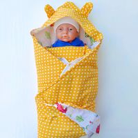 Конвертик для новорожденных 80*80 см Жёлтый горошек со звездочками