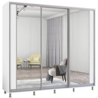 Dulap Mobildor-Lux Aron uși glisante din PAL cu oglindă vertical (240x60x210H cm) Alb Brilliant