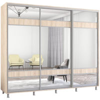 Шкаф Mobildor-Lux Aron uși glisante din PAL cu oglindă zebra (260x60x200H cm) Sonoma