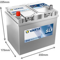 Автомобильный аккумулятор Varta 60AH 540A(JIS) клемы 1 (232x173x225) S4 025 (560411054K262)