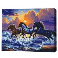Картина по номерам BrushMe BS34306FC 40х50cm (fără cutie) Herd de cai negri