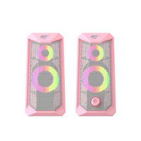 Gaming Speakers Havit SK202, 2x2.5" drivers, 2x3W RMS, 4Ohm, 3.5mm+USB, RGB, Pink