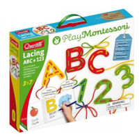 Головоломка Quercetti Q2808 Joc cu sireturi Montessori ABC+123