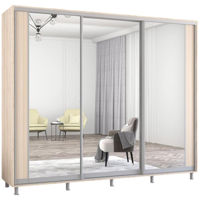 Dulap Mobildor-Lux Aron uși glisante din PAL cu oglindă vertical (260x60x200H cm) Sonoma