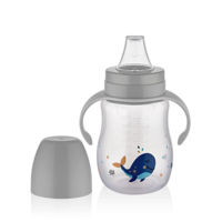 Поильник BabyJem 749 Biberon cu toarte si tetina din silicon Gri, 250 ml