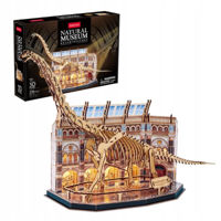 Set de construcție Cubic Fun L544h 3D Puzzle Muzeul de Științe Naturale – Brachiosaurus cu iluminare LED, 216 elem.