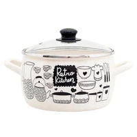 Кастрюля miscellaneous 54165 emailata Retro 16cm, 2.4l, capac din sticla