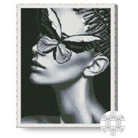 Картина по номерам Art Gallery QB206050 Mozaic cu diamante patrate 40x50cm Fluturele si profilul fetei