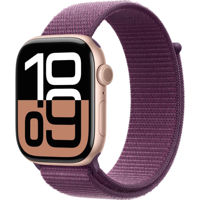 Ceas inteligent Apple Watch Series 10 GPS 46mm Rose Gold Aluminium Case with Plum Sport Loop MWWV3