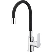 Смеситель кухонный kfa armatura Rumba высокий гибкий 180 черный-хром