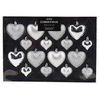 Decor de Crăciun și Anul Nou Promstore 36913 Set decoratiuni pentru brad Inima 16buc, argintii