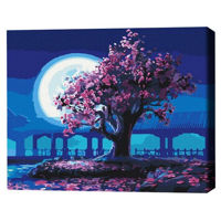 Картина по номерам BrushMe BS25275FC 40x50сm (fără cutie) Sakura în lumina lunii