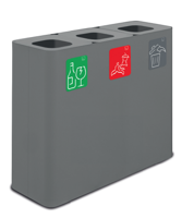 cumpără Coș de gunoi din metal cu 3 secțiuni, 60 l, 900x300x800 mm, 21 kg, gri în Chișinău