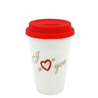 Чашка Promstore 00576 Чашка с крышкой 440ml Сердца Love, в подар упаковке