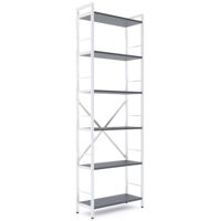 Офисный стеллаж Nex Home Raft metalic Loft 1800x600x240mm, 6 polite PAL, White/ Anthracite