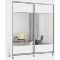 Dulap Mobildor-Lux Aron-P uși glisante din PAL cu oglindă orizontal (200x60x210H cm) Alb Brilliant