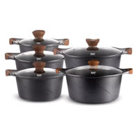 Набор посуды Raf R.80003, Set Pans With Lids 5pcs Set, Black