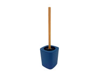 Perie WC cu suport Tendance Rubber, mâner bambus, albastră