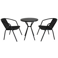Mobilier pentru grădină Hydro S Set Littlerock Rattan, masa si 2 scaune, plastic/metal, Negru