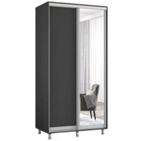Dulap Mobildor-Lux Aron-P 1.0m-1.8m uși glisante din oglindă și PAL (100x60x240H cm) Anthracite