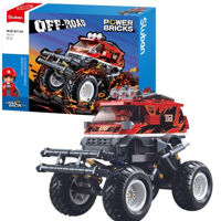 Set de construcție Sluban B1159 Monster Truck roșu, cu inerție, 261 elem.
