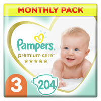 Подгузники Pampers Premium Care Box 3 (6-10 кг), 204 шт.