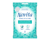 Влажные салфетки с морскими водорослями Novita Make Up&Care, 15 шт.