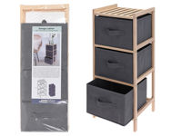 Etajera 3 rafturi Storage 27X25X65cm cu 3 cutii, bambus/textil