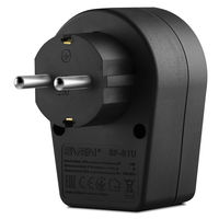 Surge Protector  1 Sockets,  Sven SF-01U, 2 USB ports charging (2.4A), Black