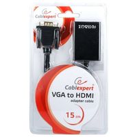 Adapter VGA M to HDMI F, Cablexpert "A-VGA-HDMI-01", VGA into digital HDMI + 3.5 mm audio