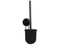 Perie pentru WC cu suport Mega 35.5cm pe ventuza crom, neagra