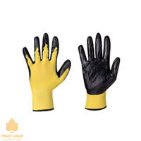 Mănuși nitril împregnate parțial (negru-galben)
