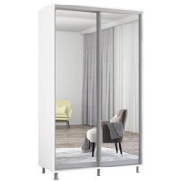 Dulap Mobildor-Lux Aron-S uși glisante din oglinzi (140x60x220H cm) Alb Brilliant