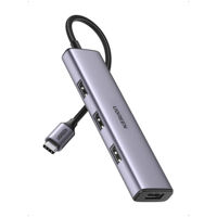 USB Hub Ugreen 20841 HUB 4in1 Type-C 3.0 to 4*USB-A 3.0, Power Port, up to 5Gpbs CM473, Silver