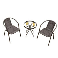 Садовая мебель Promstore 18960 Set mobilier 3 piese: masa D60, H72cm si 2 scaune 60X58XH72cm, sticla, plastic