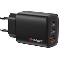Зарядное устройство сетевое Verbatim VER_32352 Essentials GaN Charger 65W, 3 Ports, Black