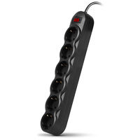 Surge Protector   6 Sockets,  5.0m,  Sven "SF-06L", BLACK, Retail color box, flame-retardant