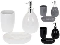 Set pentru baie din ceramica Bathroom 3buc "Picatura", gri, alb, negru