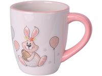 Чашка 370ml "Кролик с шариком" 12cm, розовая, керамика