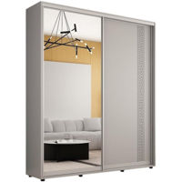 Dulap Mobildor-Lux Compact uși glisante Oglindă + PAL cu ornament grecesc (190x45x220H cm) Grey