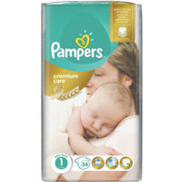Pampers подгузники Premium Care 1, 2-5кг. 54 шт