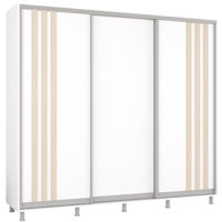 Dulap Mobildor-Lux Aron uși glisante din PAL cu lamele (250x60x240H cm) Alb Brilliant