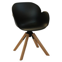 купить Пластиковый стул, деревянные ножки с хромированной стальной опорой 600x580x840 мм, черный в Кишинёве