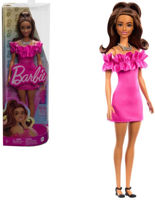 Кукла Barbie HRH15 Fashionista cu părul ondulat șaten și o rochie roz