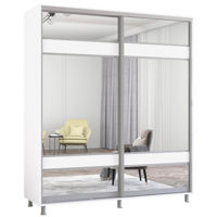 Dulap Mobildor-Lux Aron-S uși glisante din PAL cu oglindă zebra (190x60x230H cm) Alb Brilliant