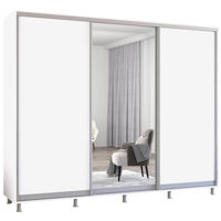 Dulap Mobildor-Lux Aron uși glisante din oglindă și PAL (250x60x230H cm) Alb Brilliant