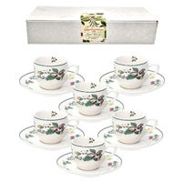 Чашка Andrea Fontebasso 55880 Set 6 cesti 80ml Atollo Sweet Berry cu farfurie, portelan