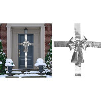 Decor de Crăciun și Anul Nou Promstore 56461 Fundita decorativa pentru usă 33x10x42сm, stofa brocart argintie